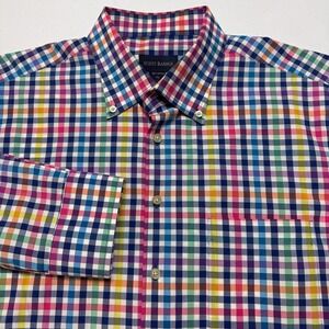 Scott Barber Shirt Mens XL Multicolor‎ Gingham Check Button Down Long Sleeve